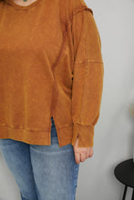 Load image into Gallery viewer, Sew In Love Full Size Exposed Seam Slit Sweatshirt
