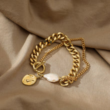 Load image into Gallery viewer, Gold Chain &amp; Pearl Bracelet
