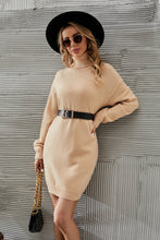 Load image into Gallery viewer, Turtleneck Dropped Shoulder Sweater Dress

