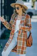Plaid Lapel Collar Longline Blazer