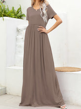 Load image into Gallery viewer, Round Neck Short Sleeve Maxi Dress with Pockets
