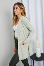 Load image into Gallery viewer, Zenana Sunday Morning Full Size Open Cardigan with Pockets in Sage
