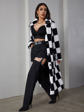 Load image into Gallery viewer, Checkered Single-Breasted Duster Teddy Coat
