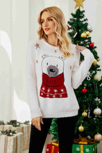 Load image into Gallery viewer, Animal Graphic Round Neck Fuzzy Sweater
