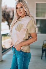 Load image into Gallery viewer, Striped Contrast T-Shirt with Breast Pocket
