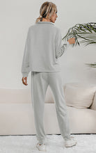 Load image into Gallery viewer, Snap Collar Top and Lounge Pants Set
