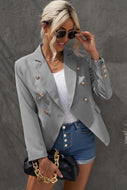 Double-Breasted Lapel Collar Blazer with Pockets