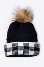 Load image into Gallery viewer, Plaid Pom-Pom Knit Beanie
