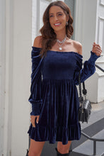 Load image into Gallery viewer, Off-Shoulder Smocked Ruffle Hem Dress
