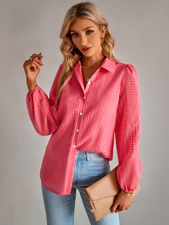 Grid Balloon Sleeve Shirt