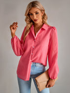 Grid Balloon Sleeve Shirt