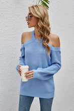 Load image into Gallery viewer, Cutout Cold-Shoulder Rib-Knit Sweater
