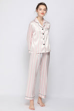 Load image into Gallery viewer, Satin Button-Up Lapel Collar Top and Pants Pajama Set
