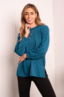 Yelete Full Size Side Slit Dropped Shoulder Top