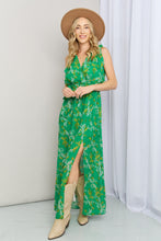 Load image into Gallery viewer, White Birch Full Size Printed Tie-Shoulder Belted Split Dress
