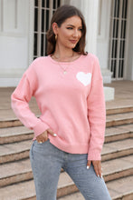 Load image into Gallery viewer, Heart Graphic Dropped Shoulder Sweater
