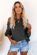 Load image into Gallery viewer, Cold Shoulder Cutout Back Rib-Knit Sweater
