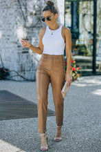 Load image into Gallery viewer, Faux Leather Ankle-Length Straight Leg Pants
