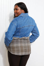 Load image into Gallery viewer, CY Fashion Porch Views Full Size Plaid Spliced Denim Jacket
