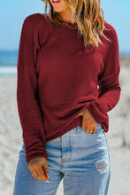 Load image into Gallery viewer, Waffle-Knit Dropped Shoulder Top
