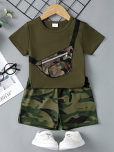 Load image into Gallery viewer, Boys Sling Bag Graphic and Camouflage Shorts Set
