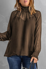 Load image into Gallery viewer, Frill Trim High Neck Sheer Blouse
