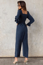 Load image into Gallery viewer, Smocked Long Flounce Sleeve Square Neck Jumpsuit
