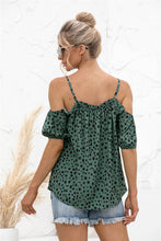 Load image into Gallery viewer, Printed Cold-Shoulder Frill Trim Blouse
