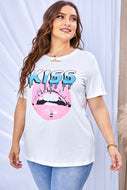 Plus Size Graphic Distressed Tee