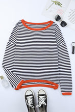 Load image into Gallery viewer, Contrast Striped Dropped Shoulder Sweater
