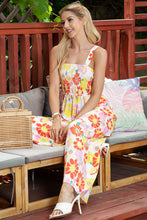 Load image into Gallery viewer, Floral Square Neck Smocked Wide Leg Jumpsuit
