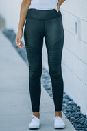 Pleated Detail Elastic Waistband Yoga Leggings DIBS 512