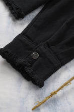 Load image into Gallery viewer, Frayed Trim Snap Down Denim Jacket

