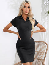 Load image into Gallery viewer, Johnny Collar Short Sleeve Bodycon Dress
