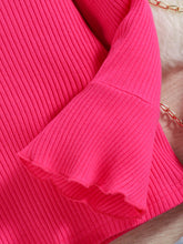 Load image into Gallery viewer, Girls Ruffle Shoulder Flare Sleeve Rib-Knit Sweater
