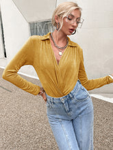 Load image into Gallery viewer, Collared Deep V Velour Bodysuit
