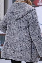 Load image into Gallery viewer, Open Front Hooded Sherpa Jacket with Pockets
