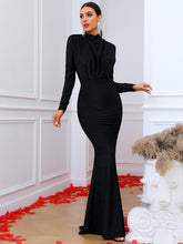 Load image into Gallery viewer, Glitter Mock Neck Fishtail Dress
