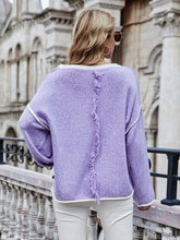 Load image into Gallery viewer, Dropped Shoulder Boat Neck Long Sleeve Sweater

