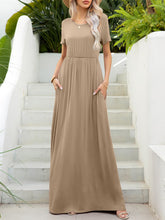 Load image into Gallery viewer, Round Neck Short Sleeve Maxi Dress with Pockets
