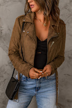 Load image into Gallery viewer, Vegan Suede Zip Detail Jacket
