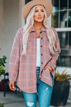 Load image into Gallery viewer, Plaid Curved Hem Dropped Shoulder Longline Shirt Jacket
