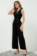 Load image into Gallery viewer, V-Neck Sleeveless Decorative Buttons Jumpsuit
