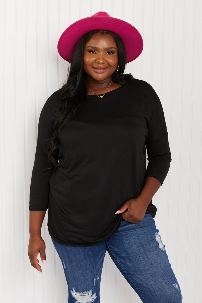 Acting Pro City Loft Full Size Three-Quarter Sleeve Tunic Top