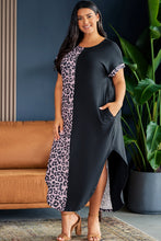 Load image into Gallery viewer, Plus Size Contrast Leopard Short Sleeve Midi Dress
