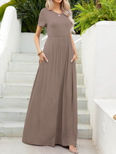 Load image into Gallery viewer, Round Neck Short Sleeve Maxi Dress with Pockets
