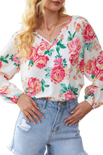 Load image into Gallery viewer, Floral Notched Neck Long Sleeve Blouse
