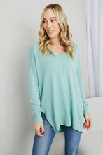 Load image into Gallery viewer, Zenana Sweater Weather Full Size Center Seam Tunic Sweater in Dusty Green
