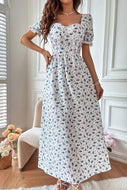 Floral Sweetheart Neck Lace-Up Maxi Dress