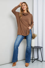 Load image into Gallery viewer, Zenana Full Size Slit High-Low Funnel Neck Top in Mocha
